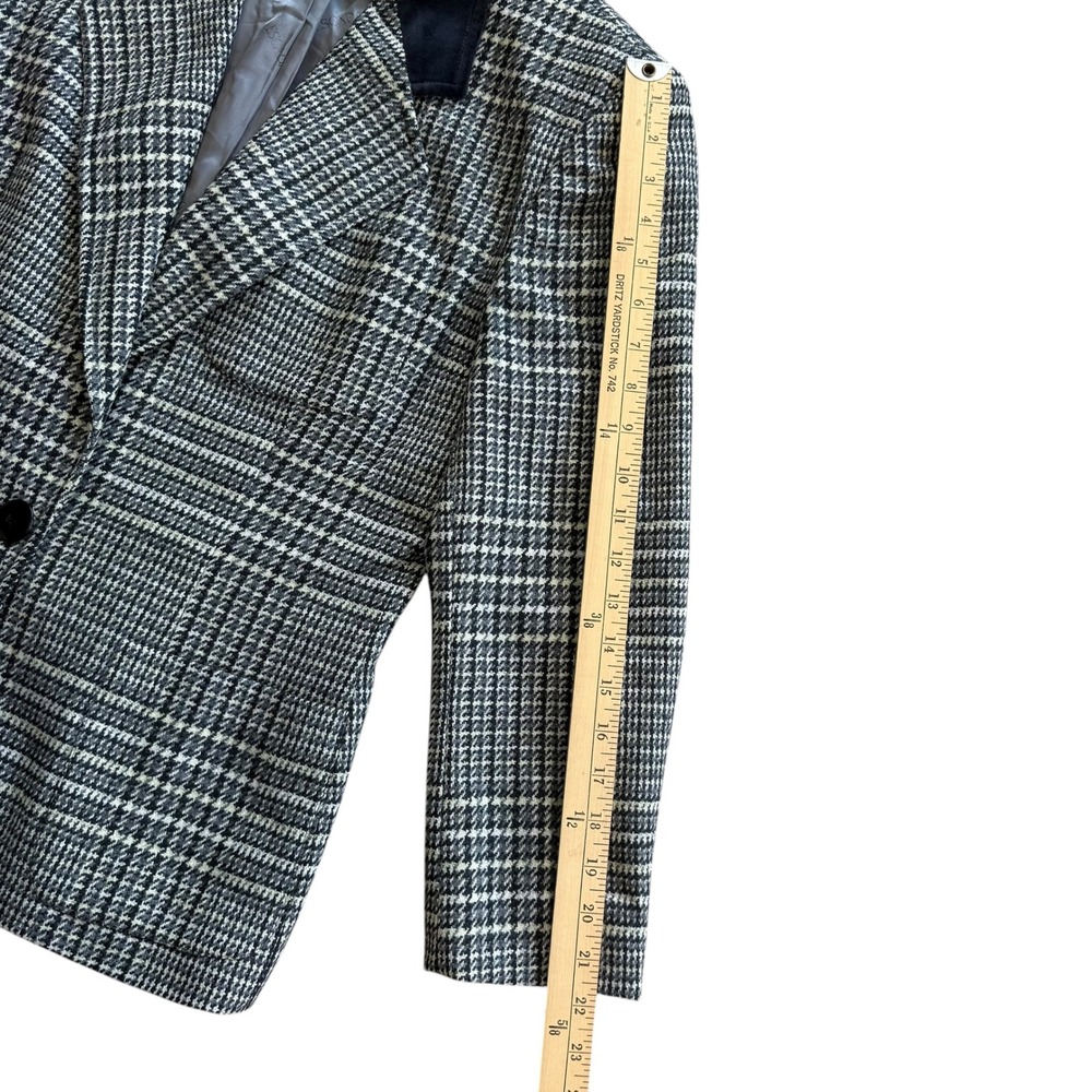Escada by Margaretha Ley Vintage Houndstooth Wool Blazer Jacket Velvet Collar 40 - Picture 6 of 14